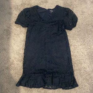 Navy Lace Short Sleeve Dress